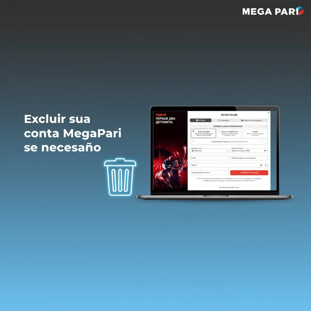 Como excluir ou autoexcluir conta MegaPari: vá a Jogo Responsável, solicite, saque saldo e confirme por e-mail.