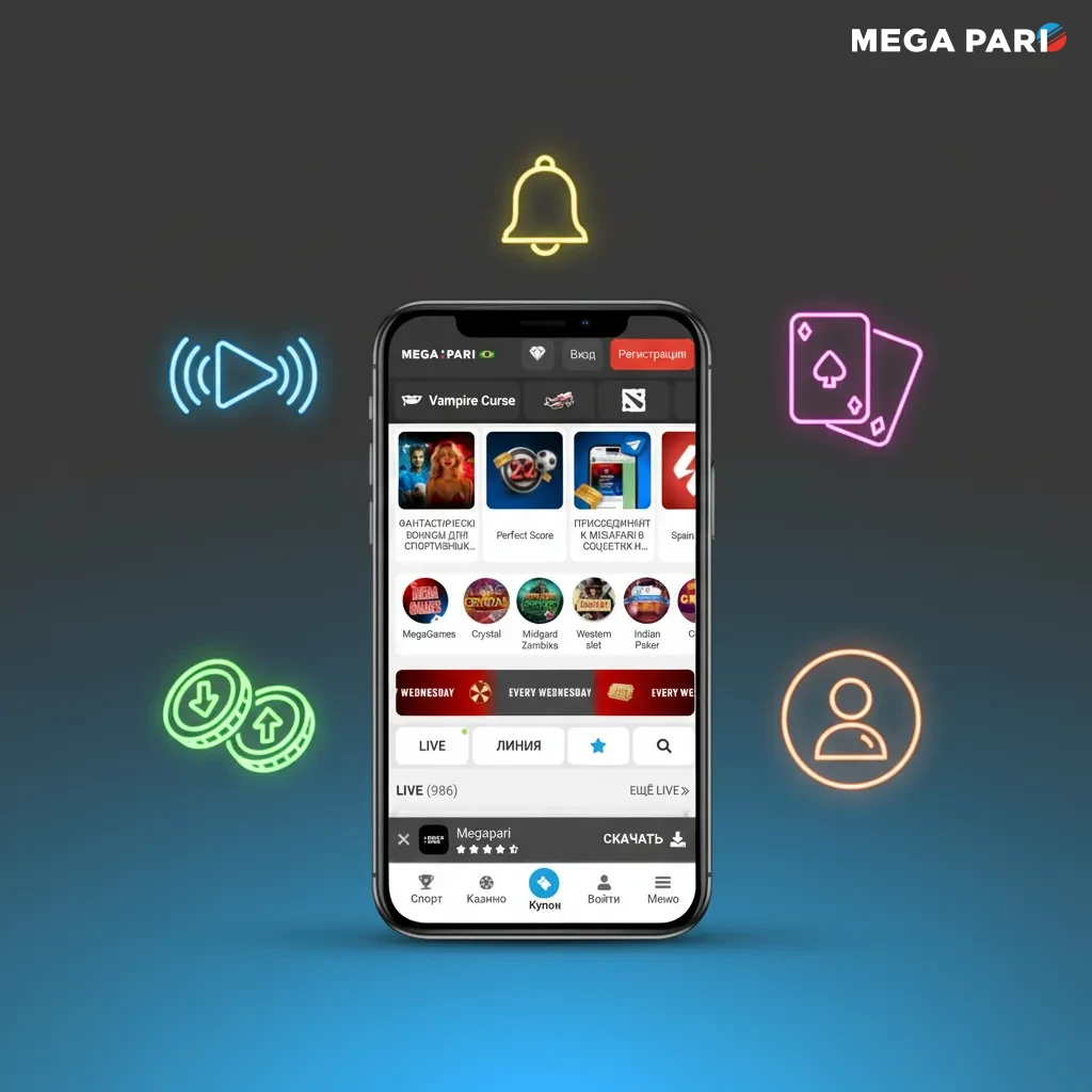 App MegaPari no celular: bônus 9.150 BRL + 150 FS, BRL em depósitos, apostas ao vivo, cassino e PWA leve