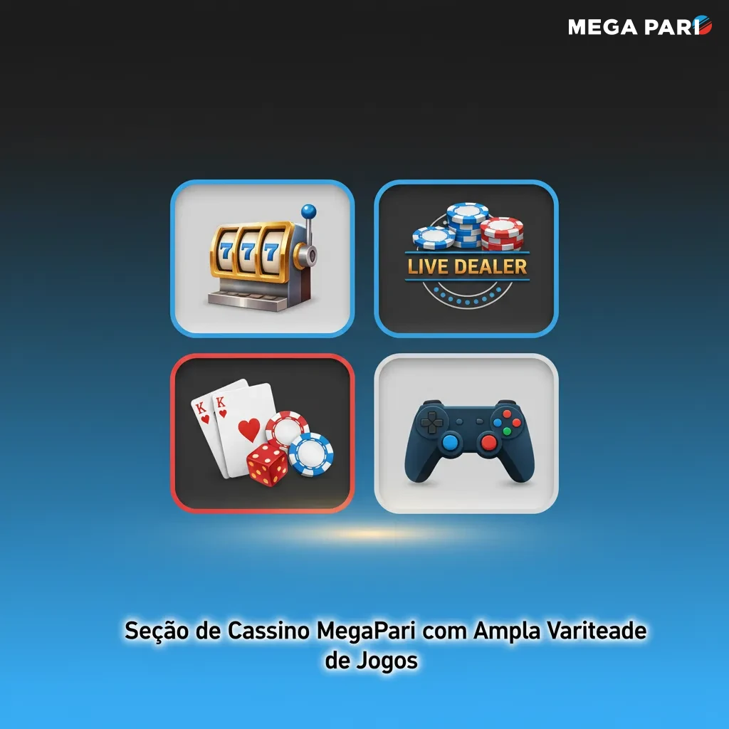 Seção de cassino MegaPari com +6.000 jogos, filtros e categorias: slots, crash, mesa, roleta, blackjack, vídeo poker.