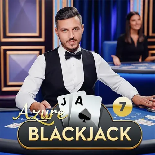 Blackjack Azure ao vivo com 99,28% RTP e múltiplos assentos no MegaPari Brasil.