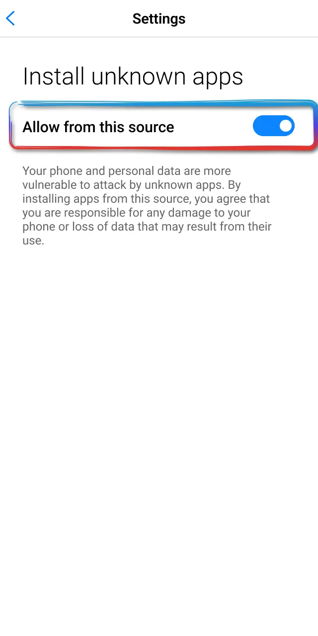 Enable Install unknown apps on Android to install the MegaPari APK.