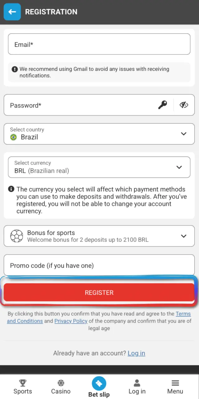 Activate your bonus in the promotions area of the MegaPari Brasil app.