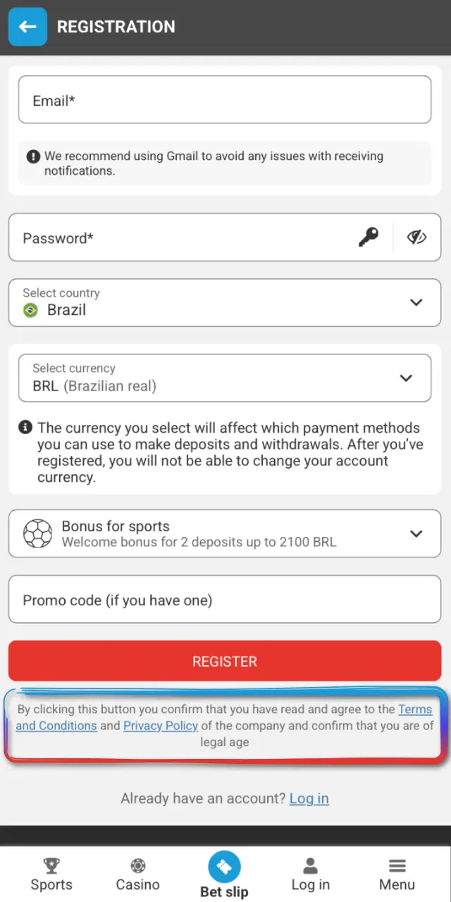 Complete your registration in the MegaPari app and log into your account.