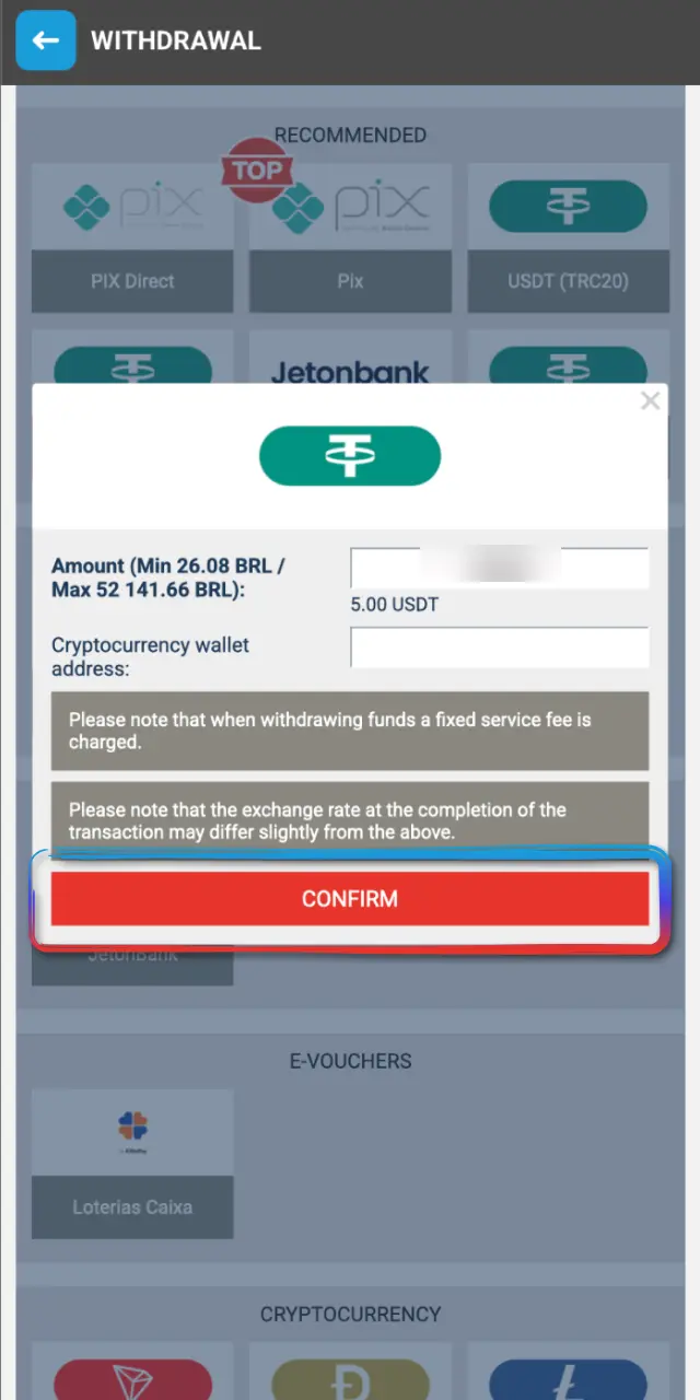 Submit your withdrawal request on MegaPari and track its status.