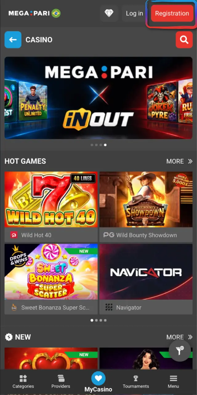 Access the official MegaPari Brasil site and create your free account to play Aviator.