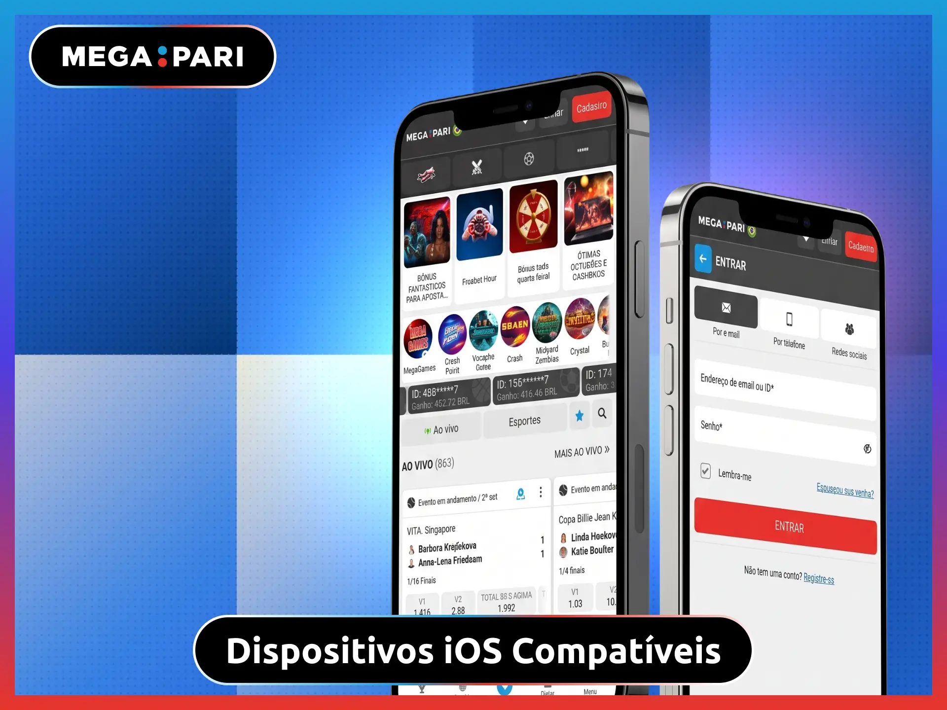 Lista de dispositivos iOS compatíveis com o app MegaPari no Brasil.