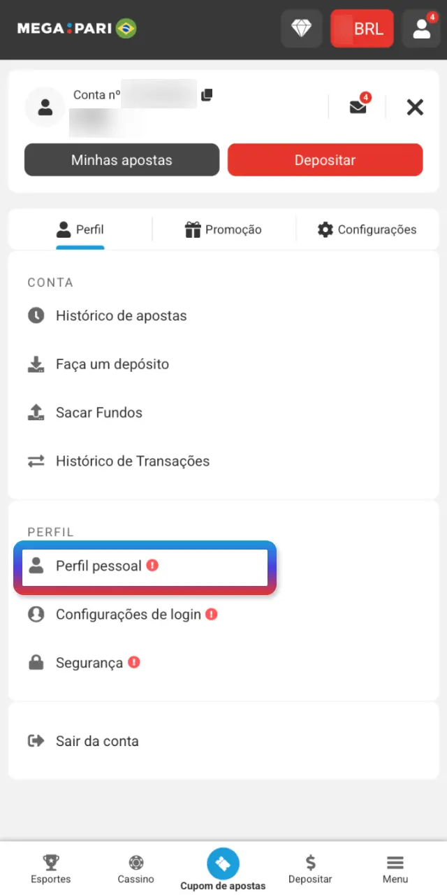 Conclua verificações adicionais no MegaPari se forem solicitadas.