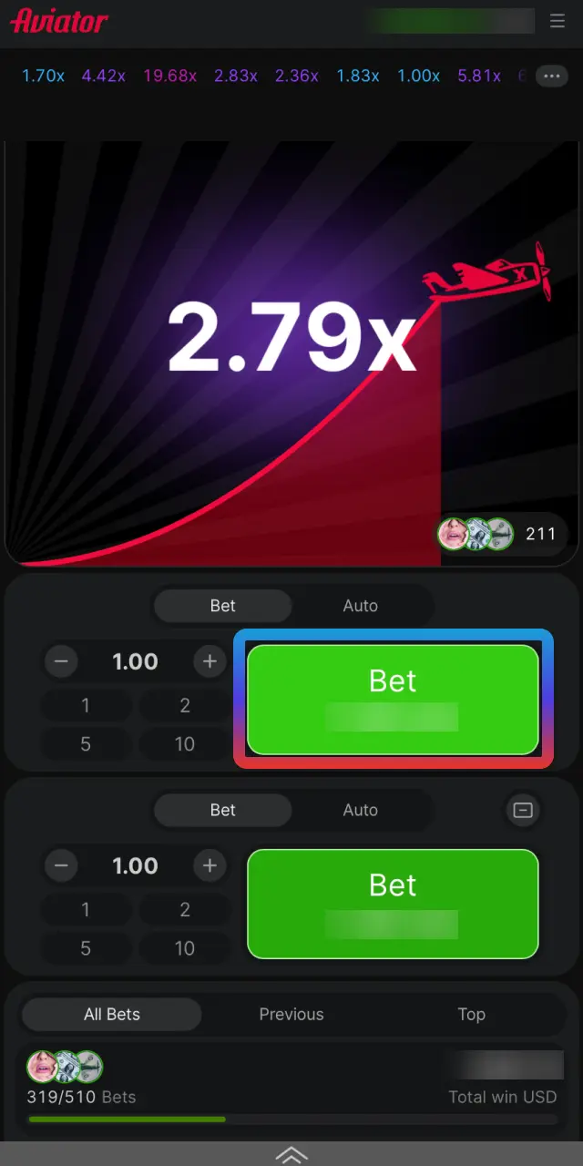Deposite no app MegaPari Brasil e procure pelo Aviator para começar a jogar.