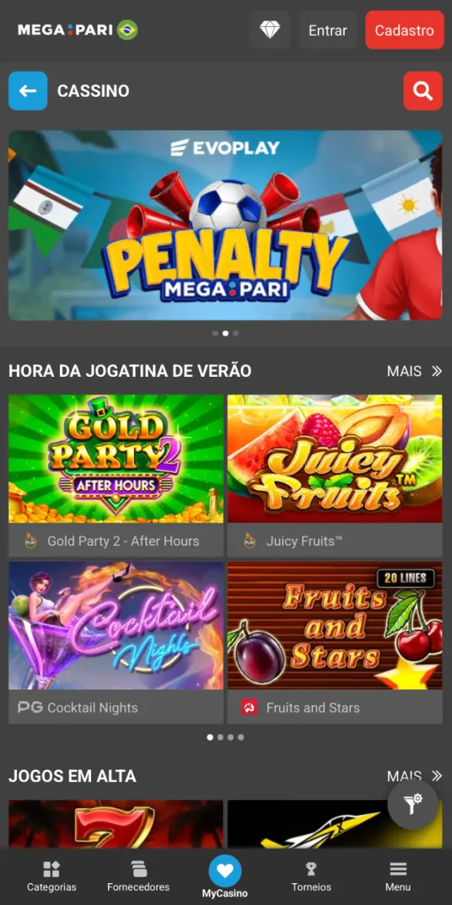 No navegador do celular Android, acesse a página de download do MegaPari Brasil.