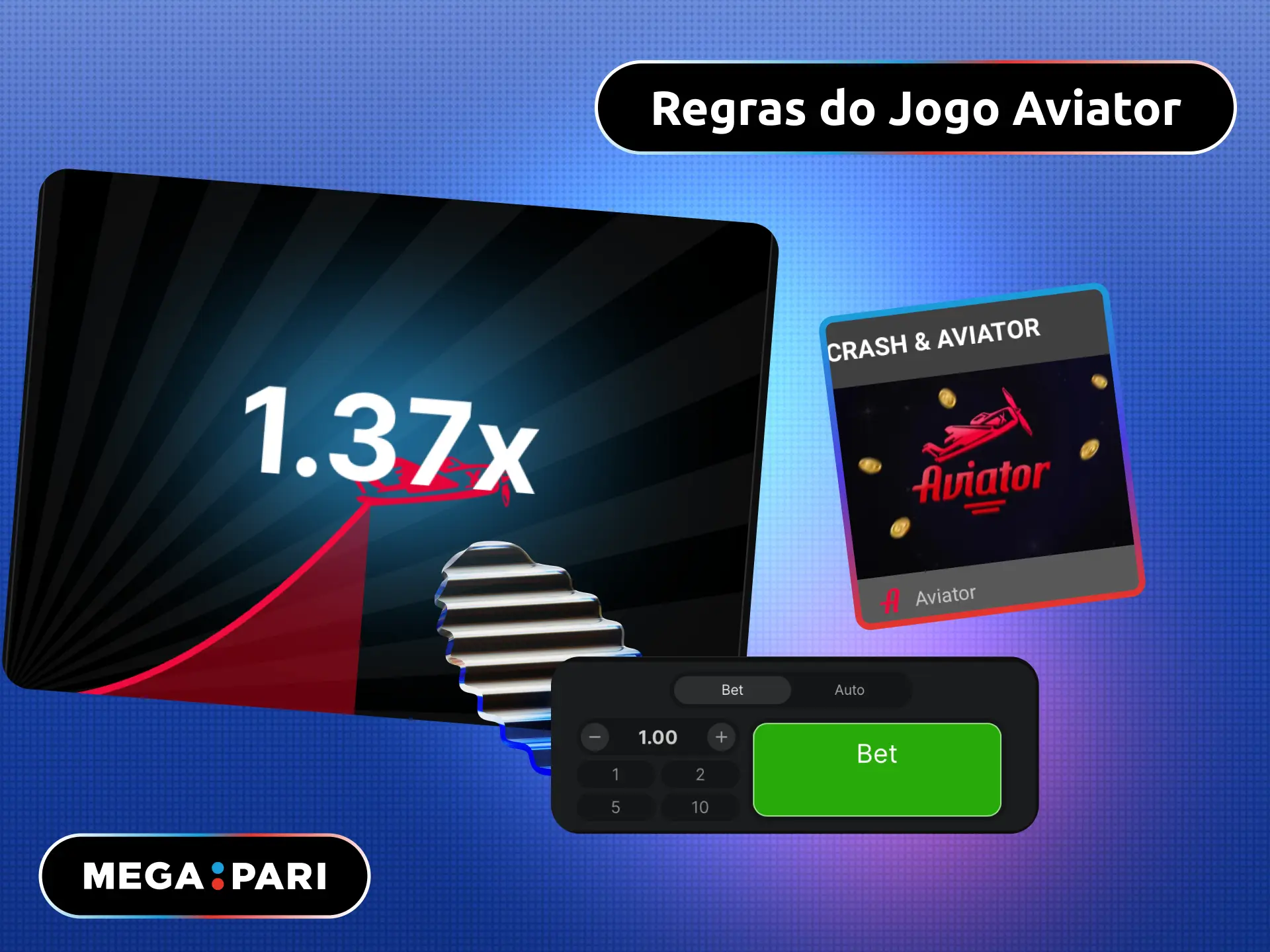 Regras do jogo Aviator no MegaPari Brasil com multiplicador crescente e cash out.
