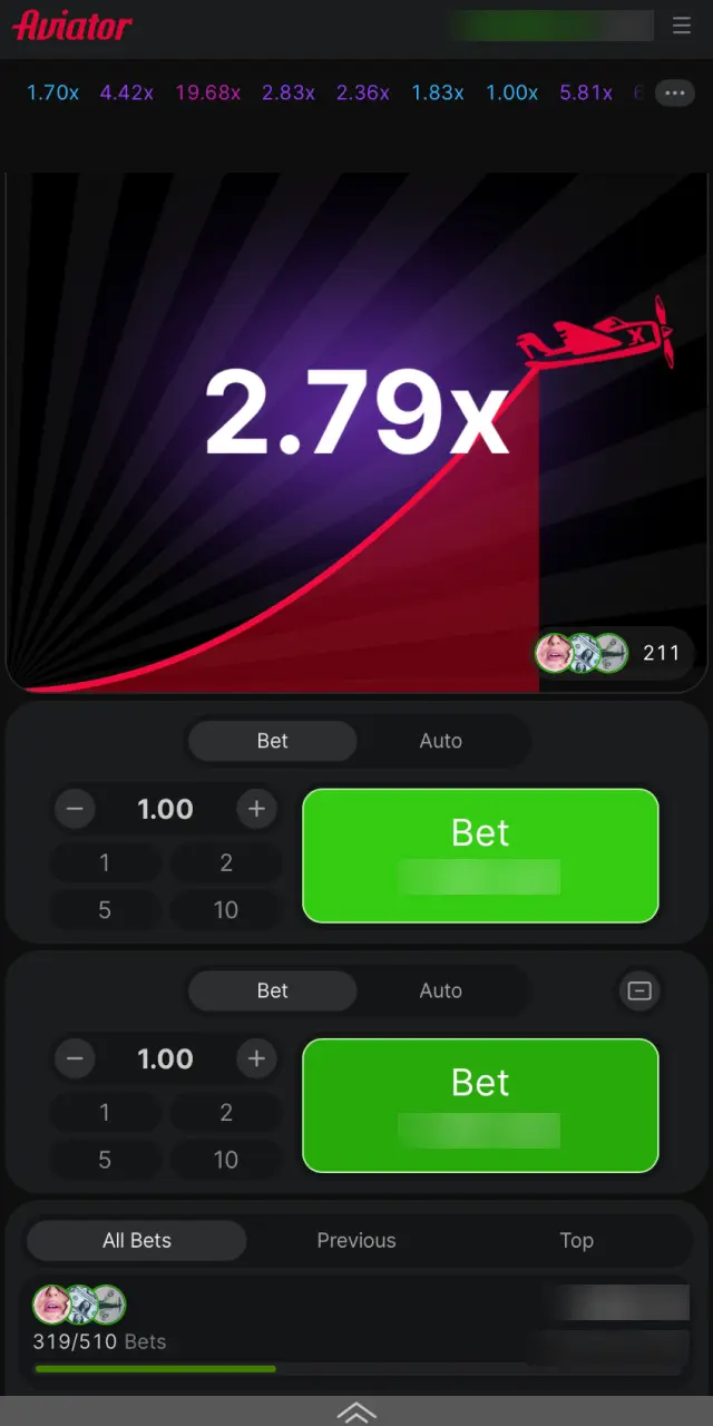 Escolha o valor, ative o Auto Cashout e decida o momento de sacar no Aviator.