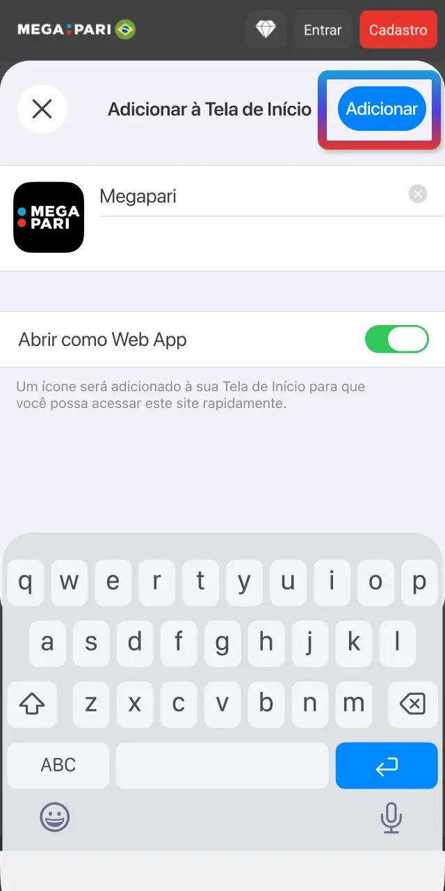 Confirme o nome do atalho e toque em Adicionar no seu iPhone.