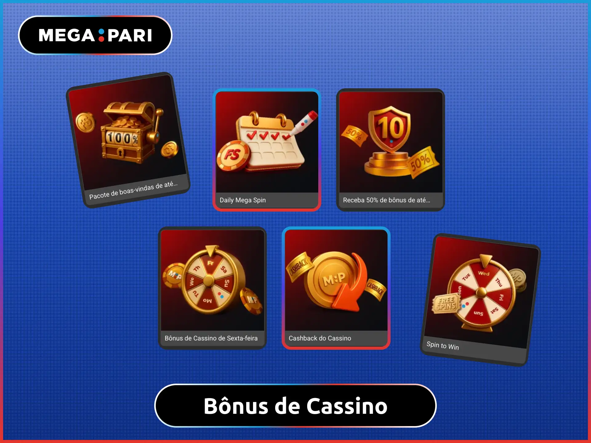 Bônus de cassino no MegaPari Brasil com fundos extras para slots e jogos ao vivo.