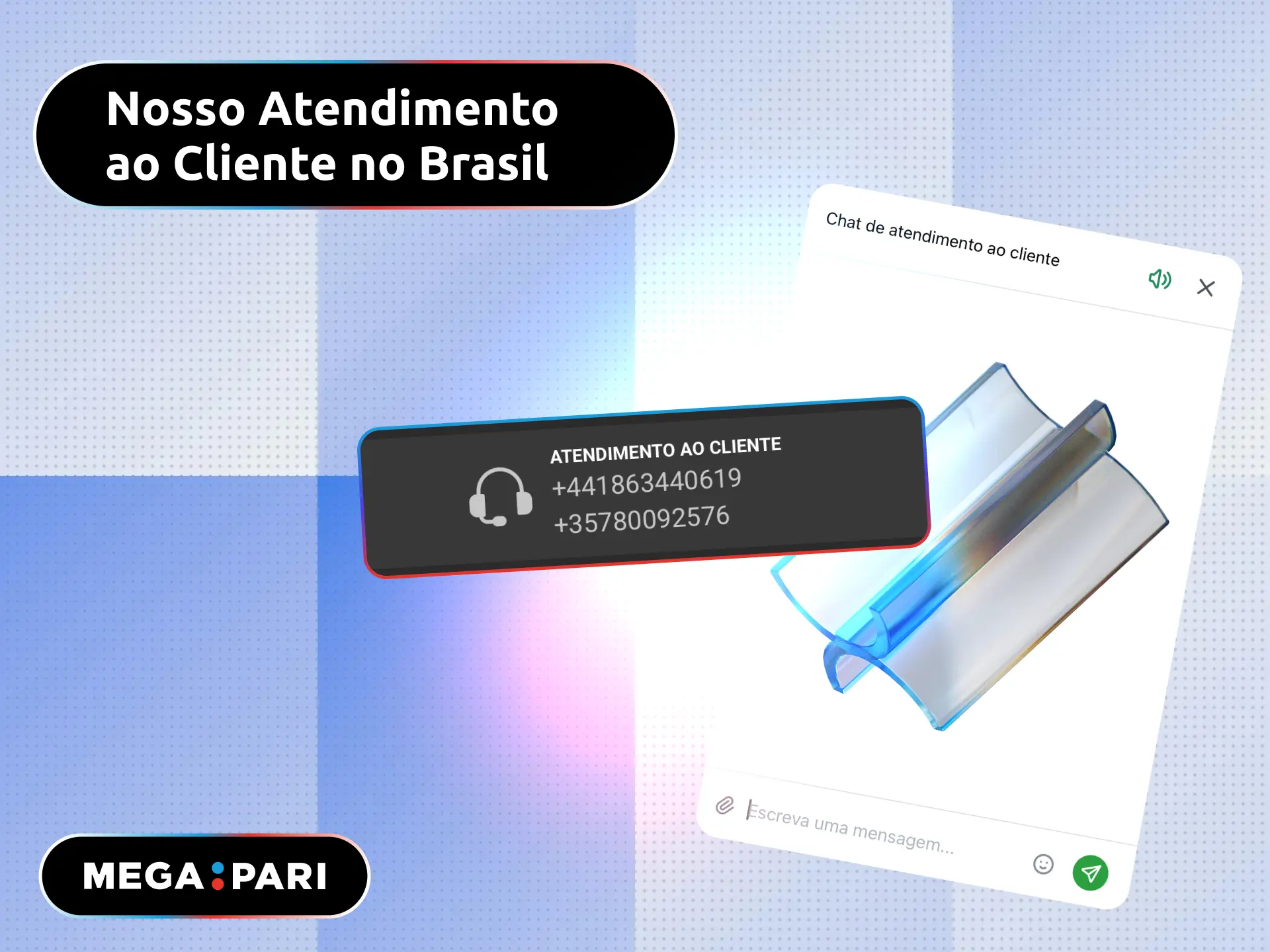 Atendimento ao cliente do MegaPari no Brasil via chat ao vivo e e-mail.