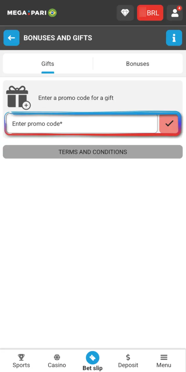 Apply the welcome package on MegaPari according to your preference.