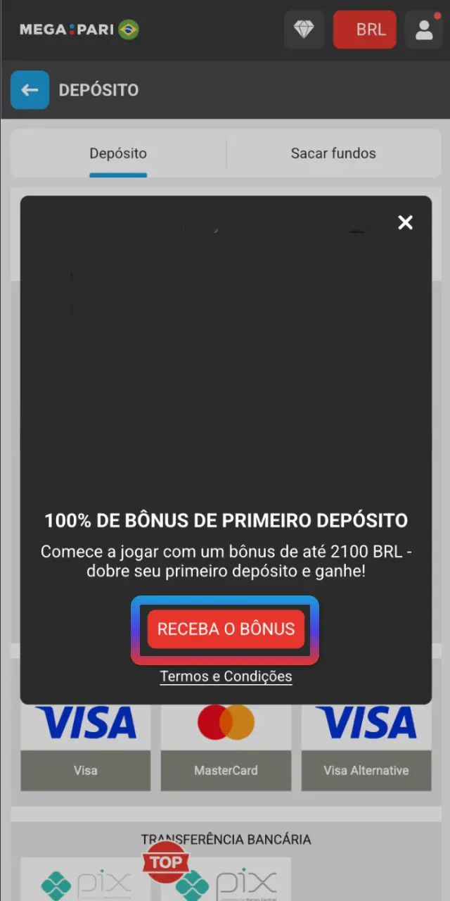 Aplique o pacote de boas-vindas no MegaPari conforme sua preferência.