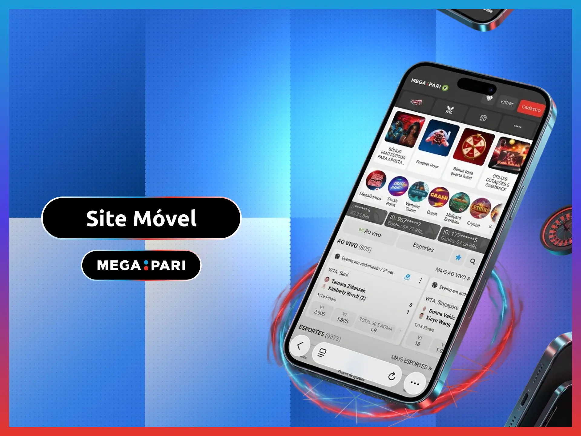 Site móvel do MegaPari para jogar cassino sem baixar aplicativo no Brasil.