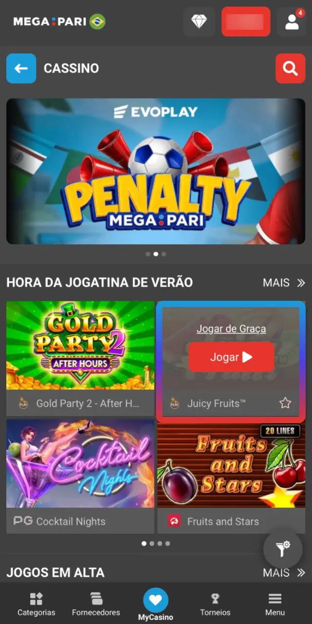 Quando disponível, entre na versão demo do MegaPari Brasil para conhecer a mecânica.