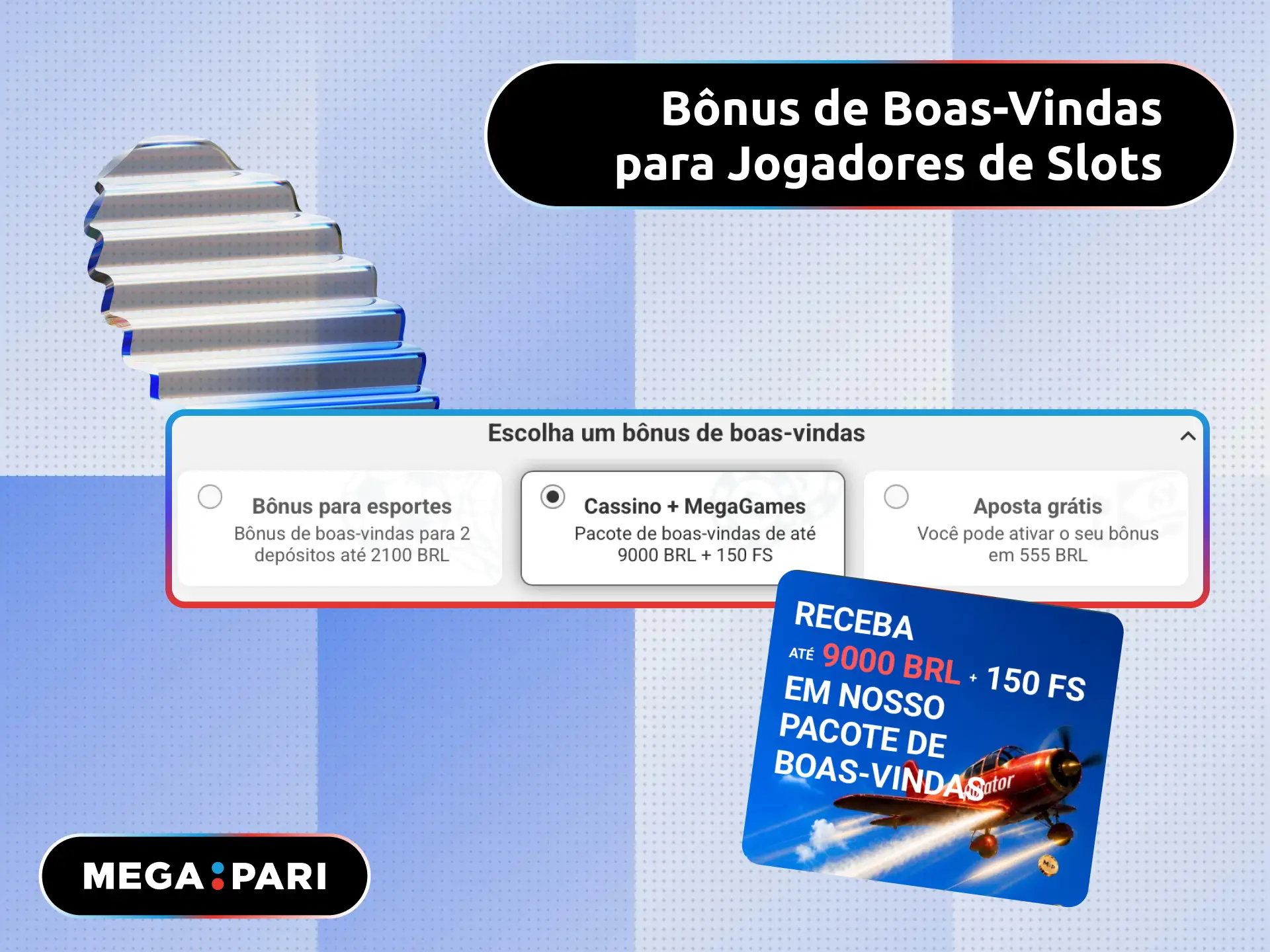 Bônus de boas-vindas para jogadores de slots no MegaPari Brasil com fundos extras.
