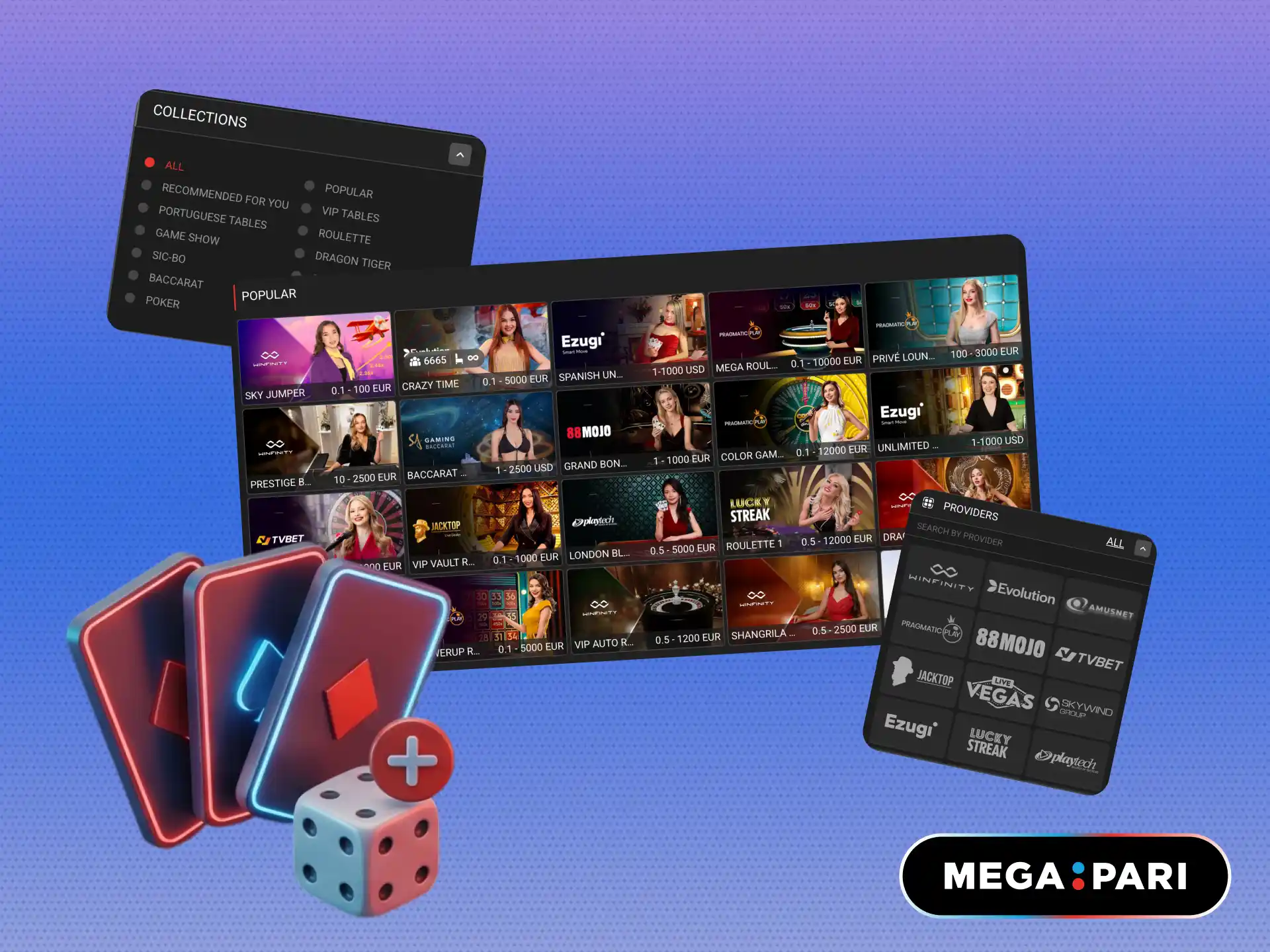 Advantages of live casino on MegaPari Brasil with real dealers and HD tables.