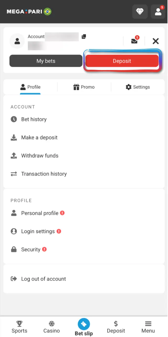 Deposit in Brazilian reais on MegaPari Brasil with Visa, Skrill, Neteller, AstroPay, or crypto.