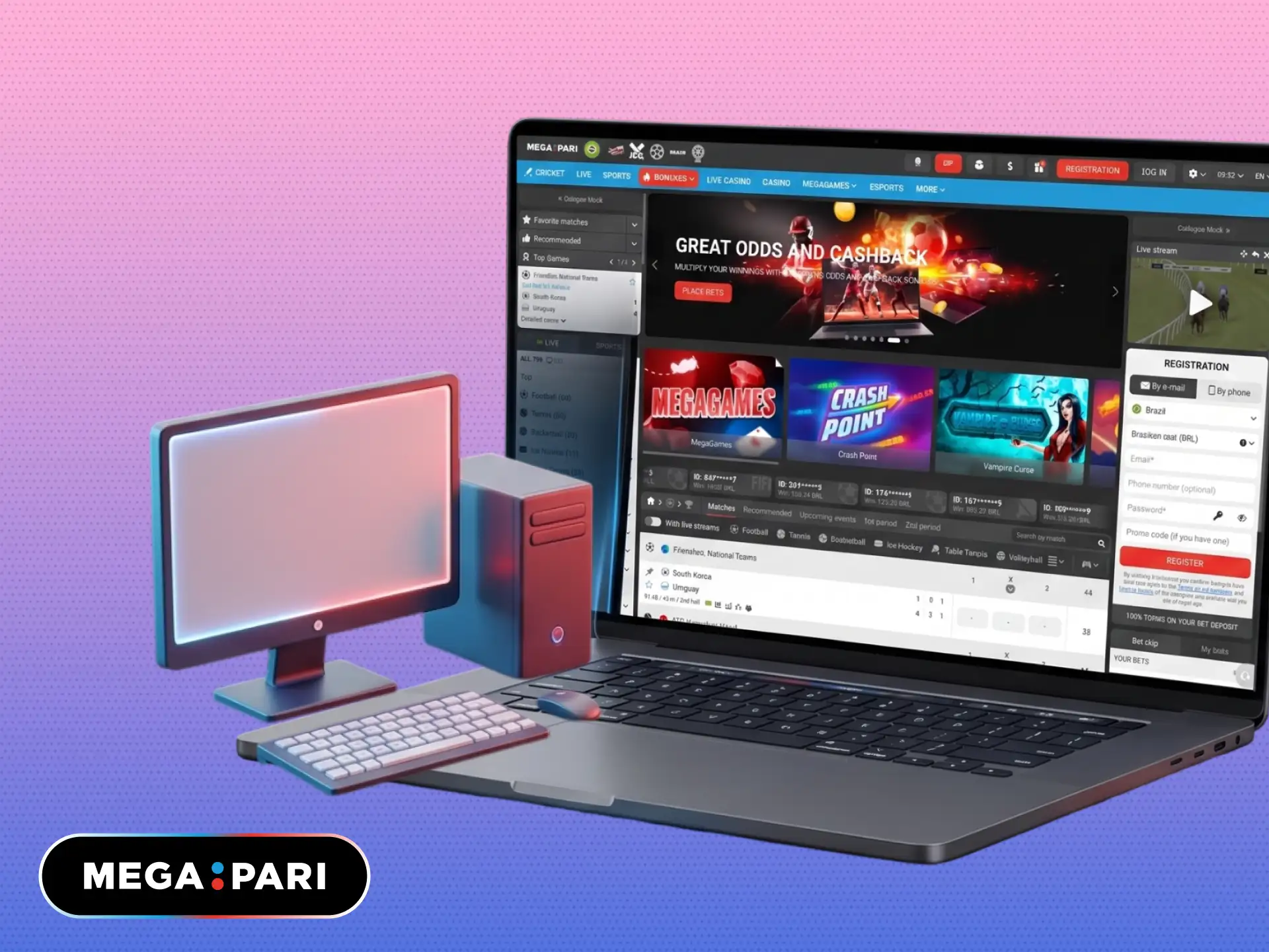 MegaPari PC client for stable casino gaming on desktop computers in Brazil.
