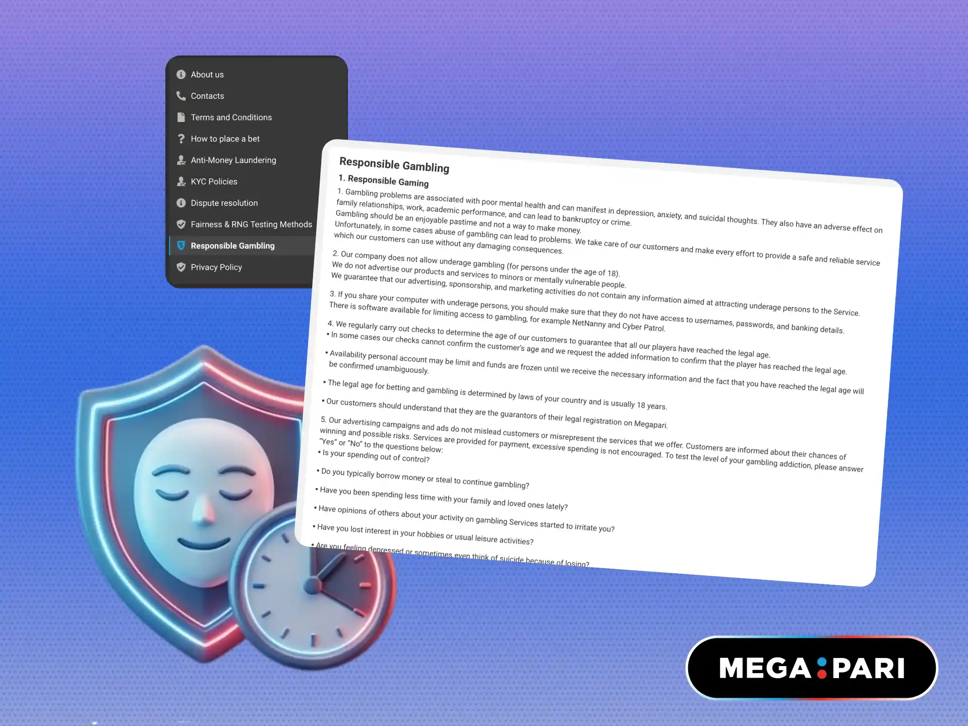 Responsible gaming tools on MegaPari to protect your balance in Brazil.