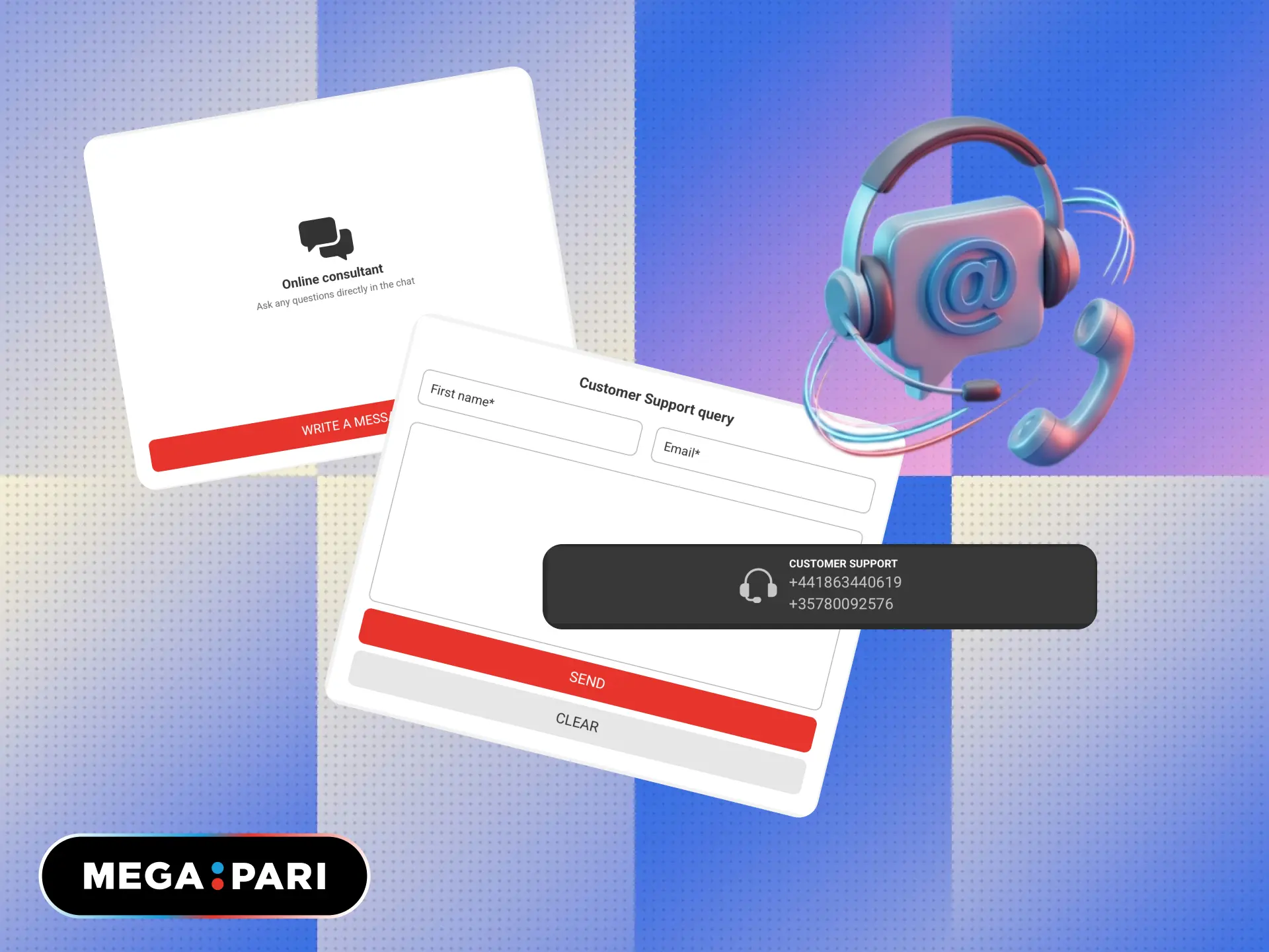 MegaPari Brasil customer support contacts via live chat and email.