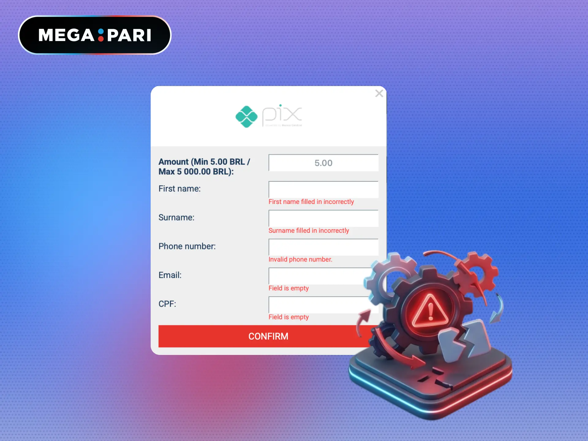 Solutions for possible payment problems on MegaPari Brasil.